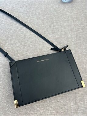 WANT Les Essentiels Black Leather Crossbody with Gold Accents
